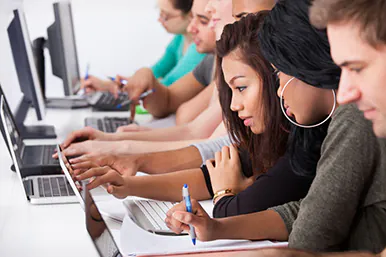 students working on computers