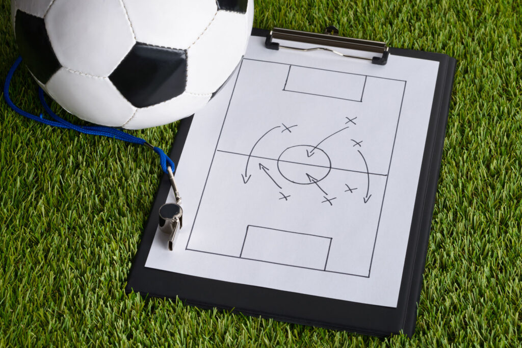 Ball whistle and soccer tactic diagram