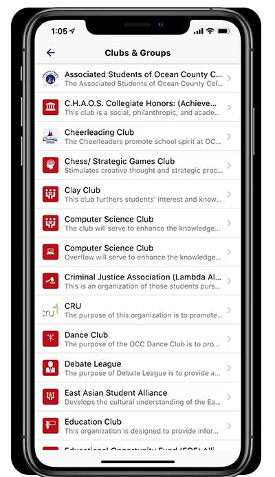 OCC app clubs and group