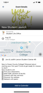 screen shot of event in OCC app