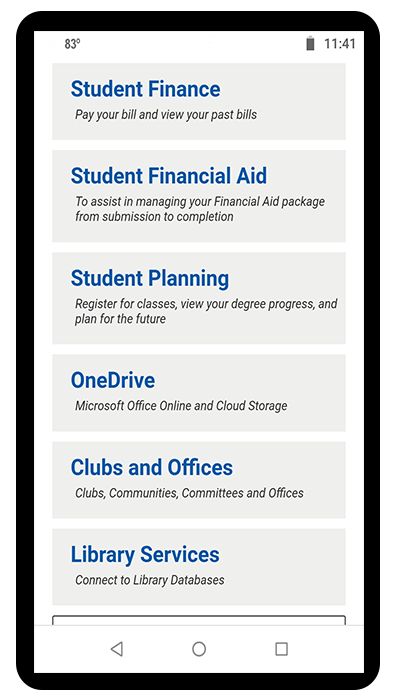Screen shot of web advisor in OCC app
