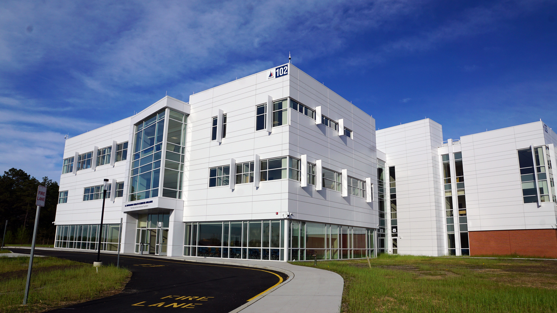 outside the Hovnanian Health and Science building