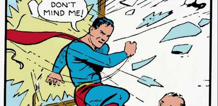 a superman comic strip with Superman saying 