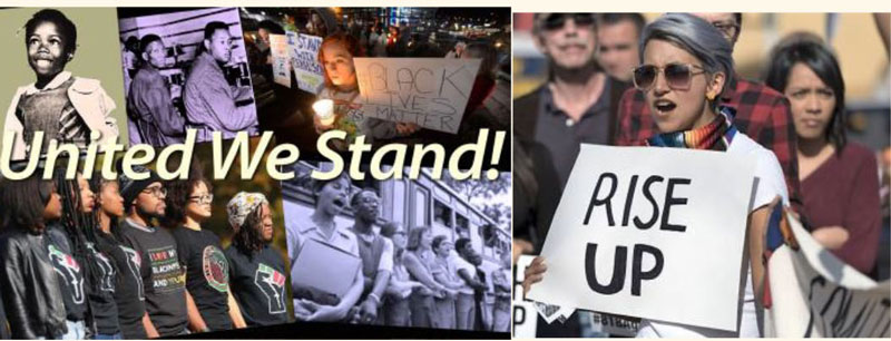 United we stand program image featuring protest scenes