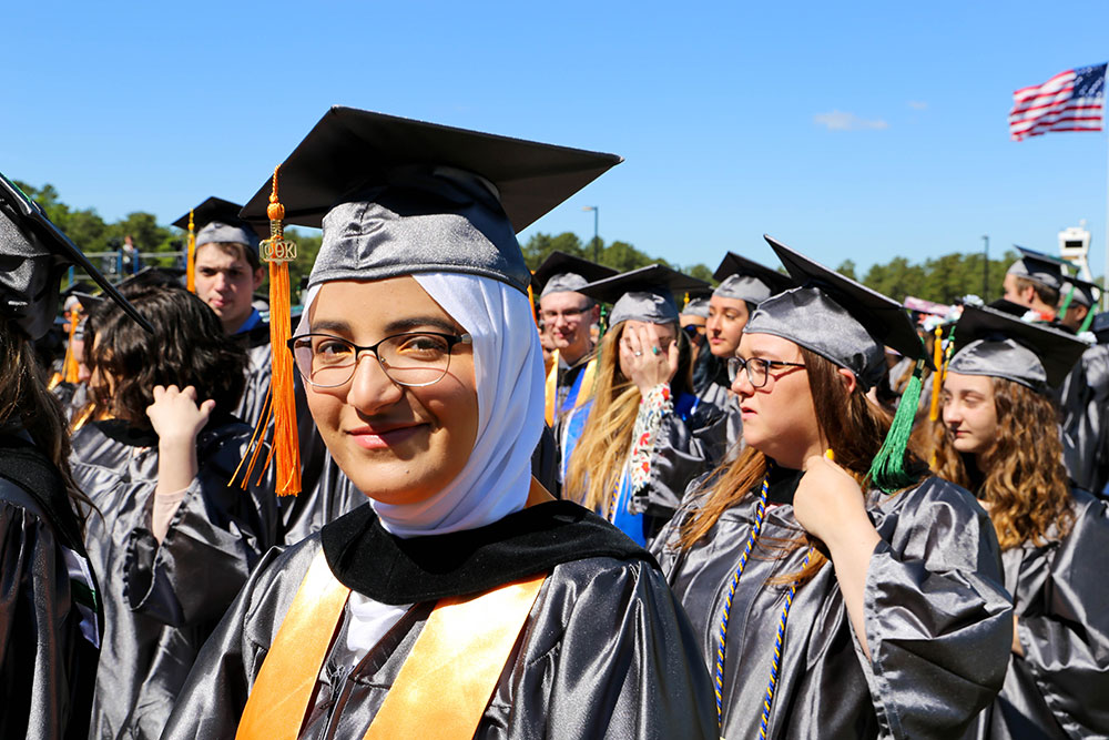 Graduates at commencement