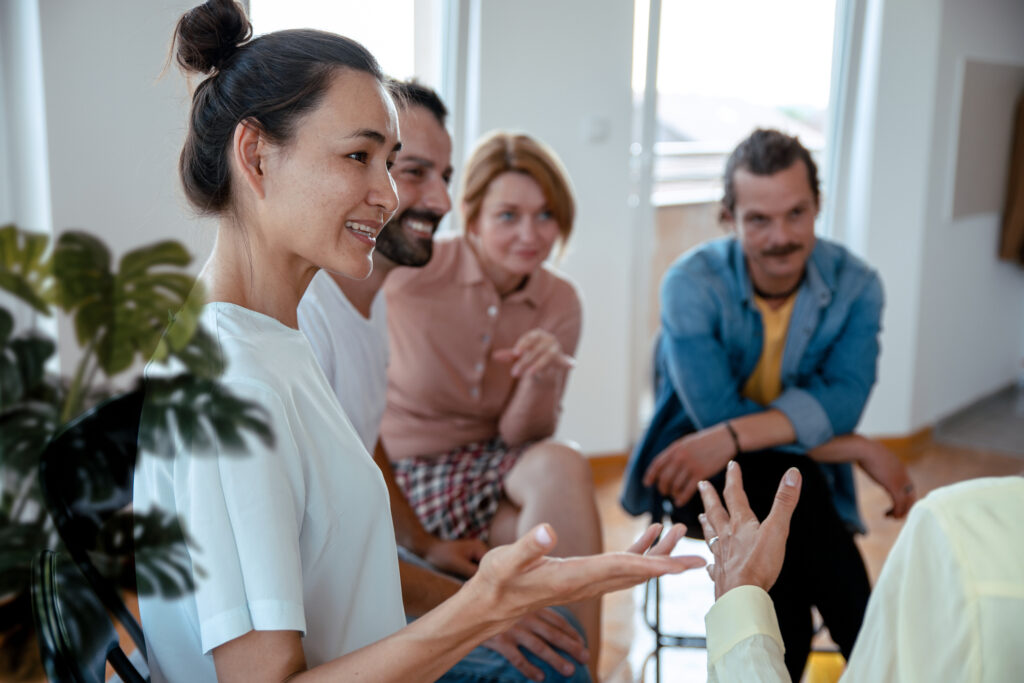 Community Health Worker People have positive conversation on Support group