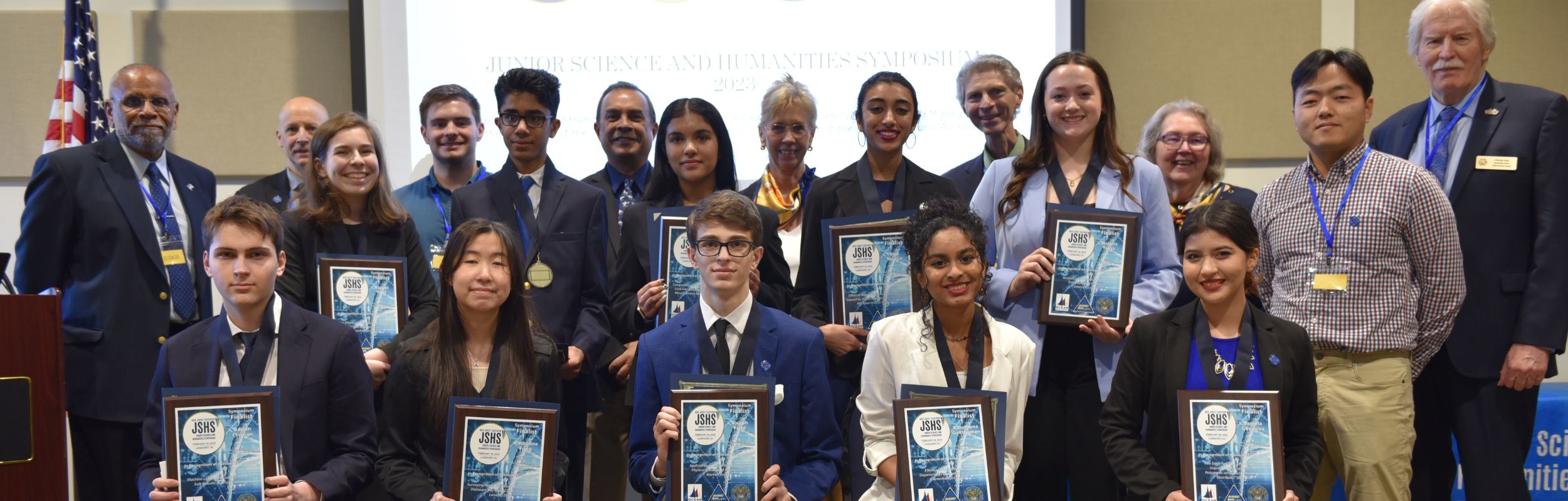 winners of the Jersey Shore Junior Science Symposium with the judges
