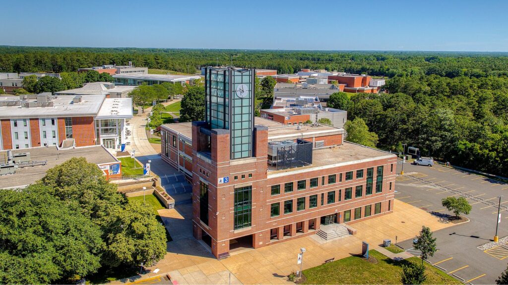 Library front aerial | Clocktower | Ocean County College