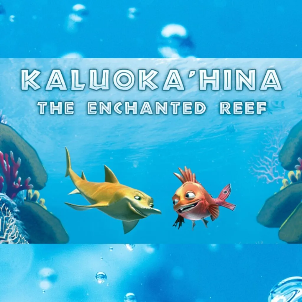 Animated underwater scene with two fish and text above.