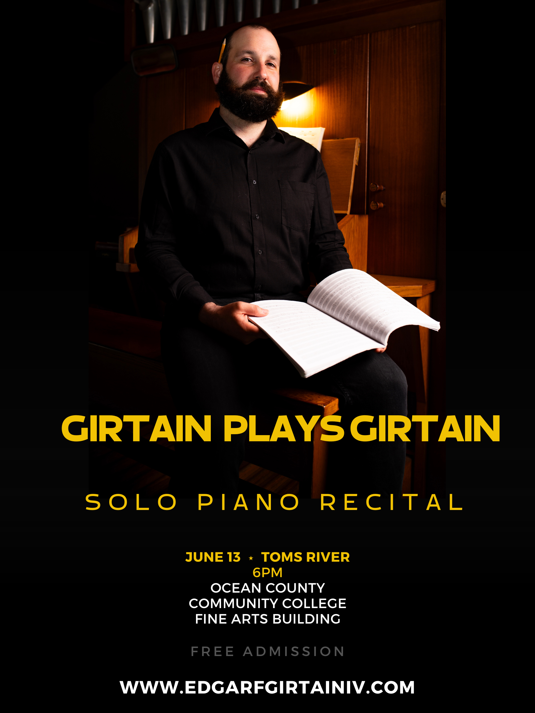 Poster promotion for pianist and composer Edgar Girtain