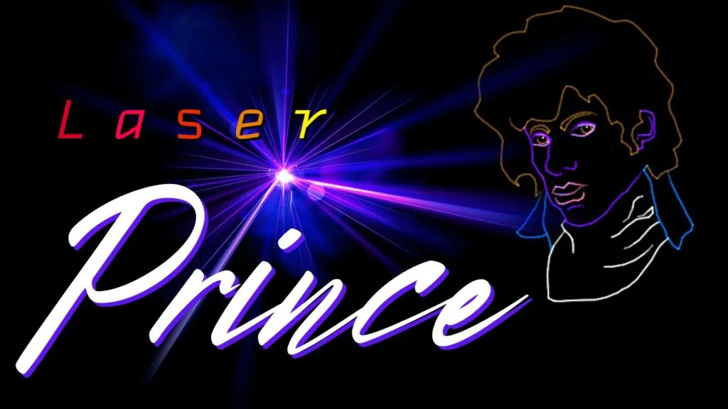 Option – LASER Taylor Swift (1920 x 1080 px) Bright purple laser light on black with "Laser Prince" and a stylized face outline.