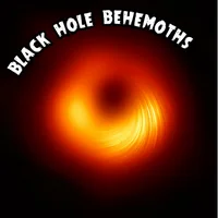 A glowing orange and yellow ring representing a black hole, with text "BLACK HOLE BEHEMOTHS" above it.